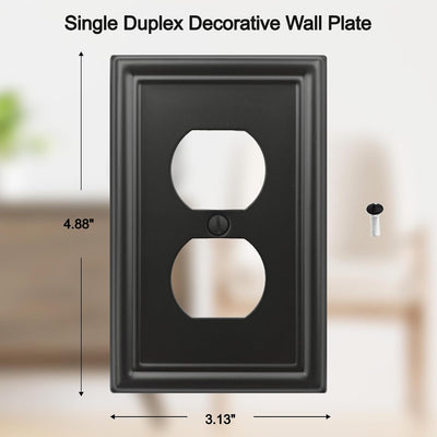 Placa cubierta luz metal negro pack 4
