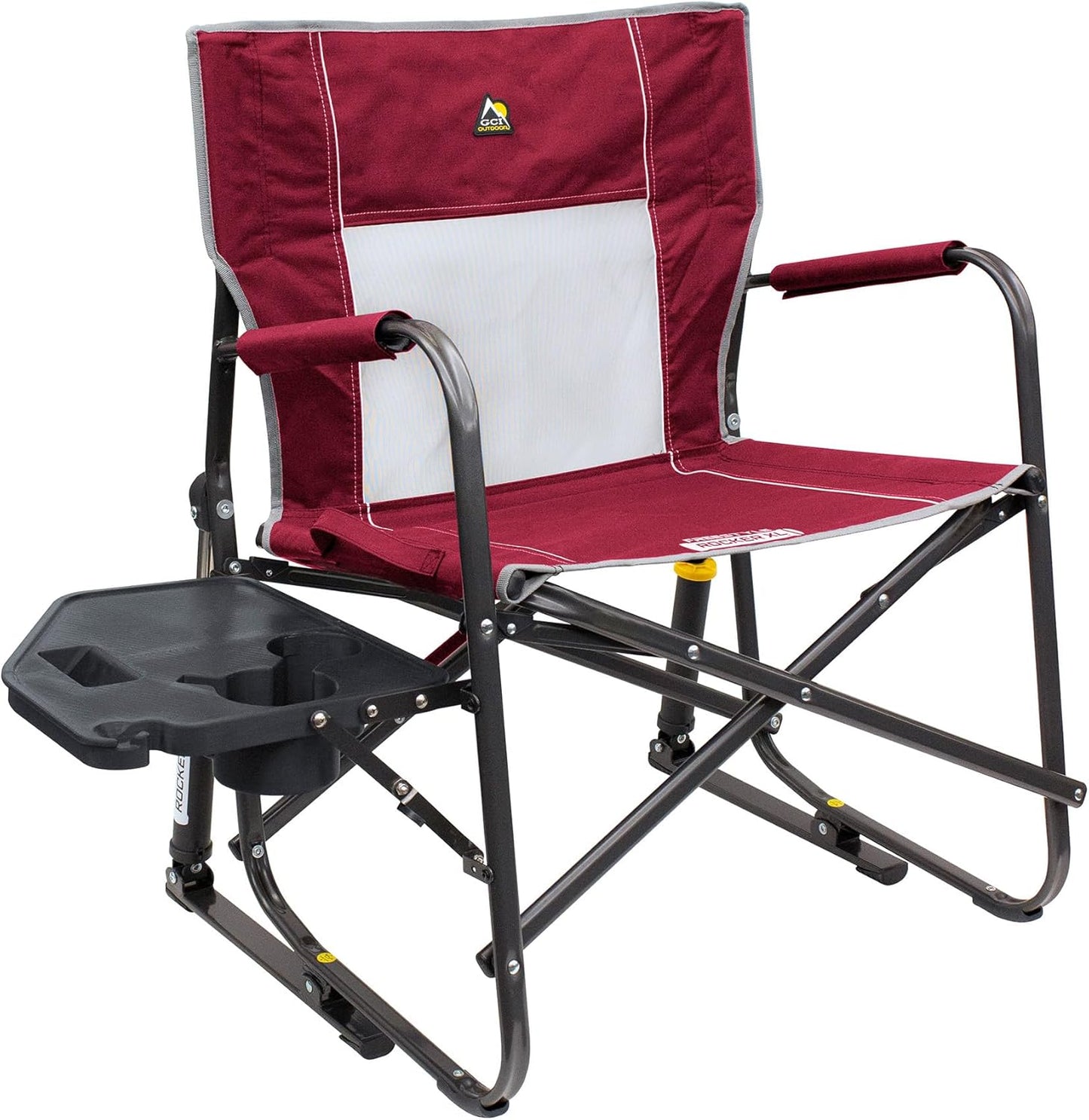 Silla campamento plegable con mesa auxiliar roja