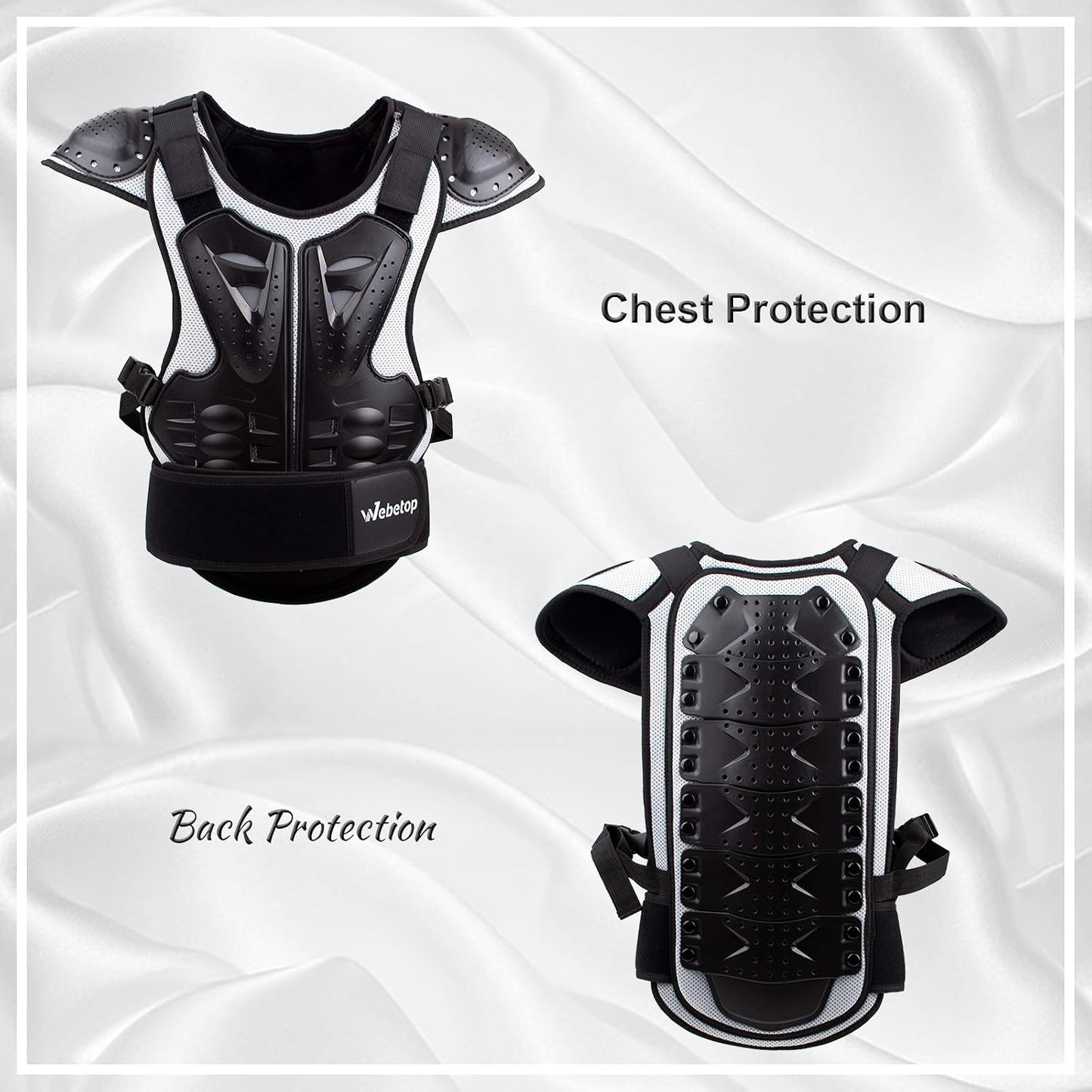 Protector pecho ajustable niño motocross negro/plateado
