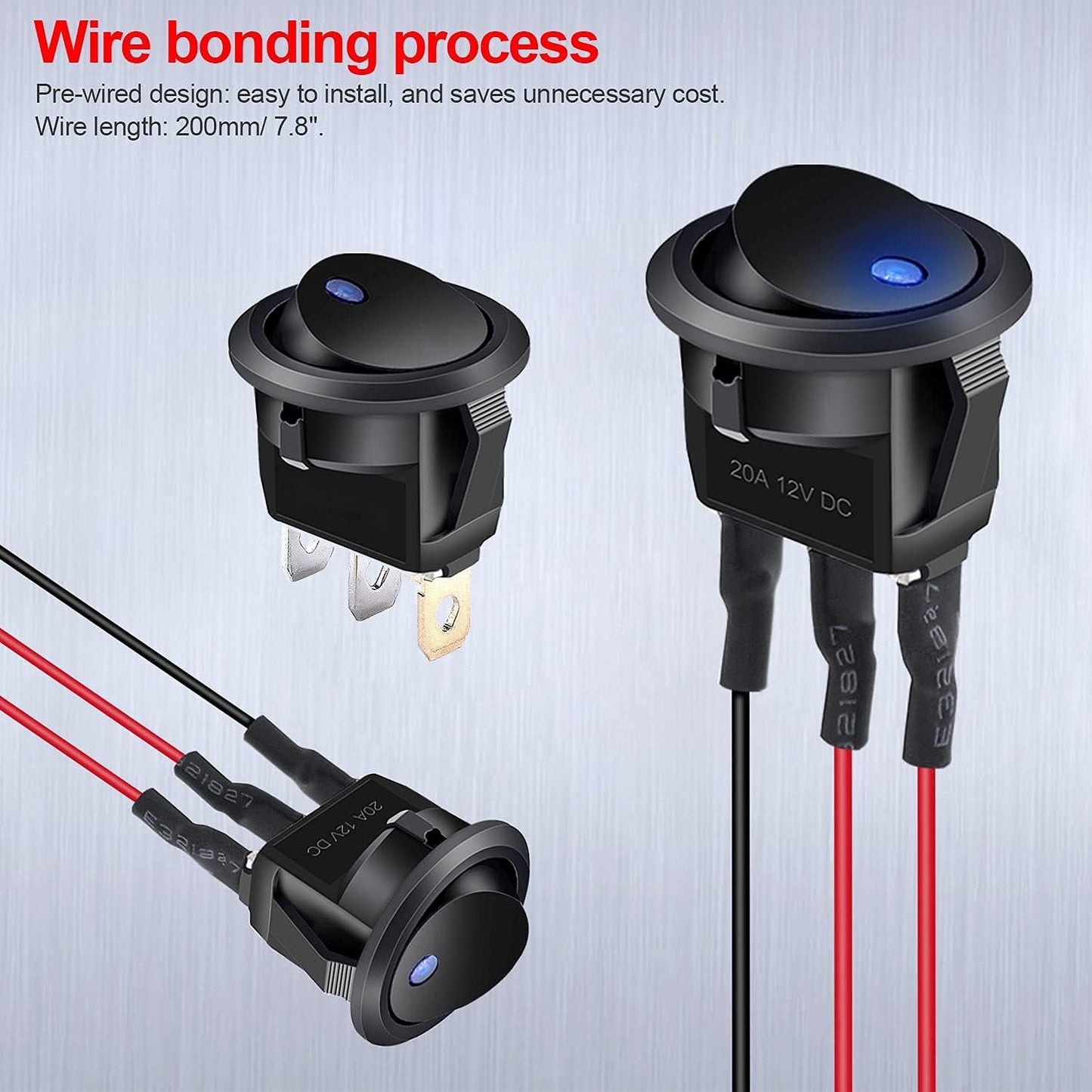 Interruptor basculante 20A 12V con luz LED azul coche