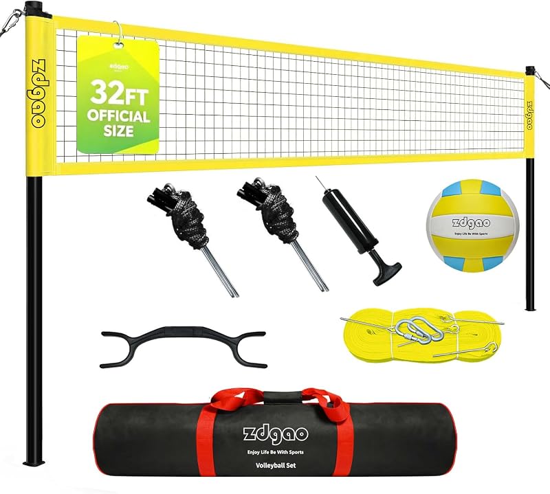 Red voleibol exterior portátil con hilo y bomba