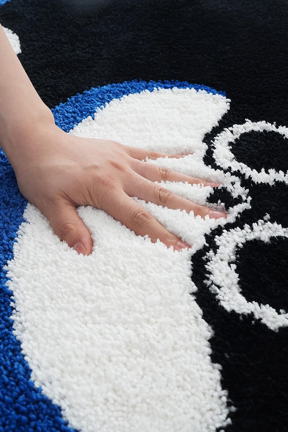 Tapete baño gato antideslizante absorbente negro azul