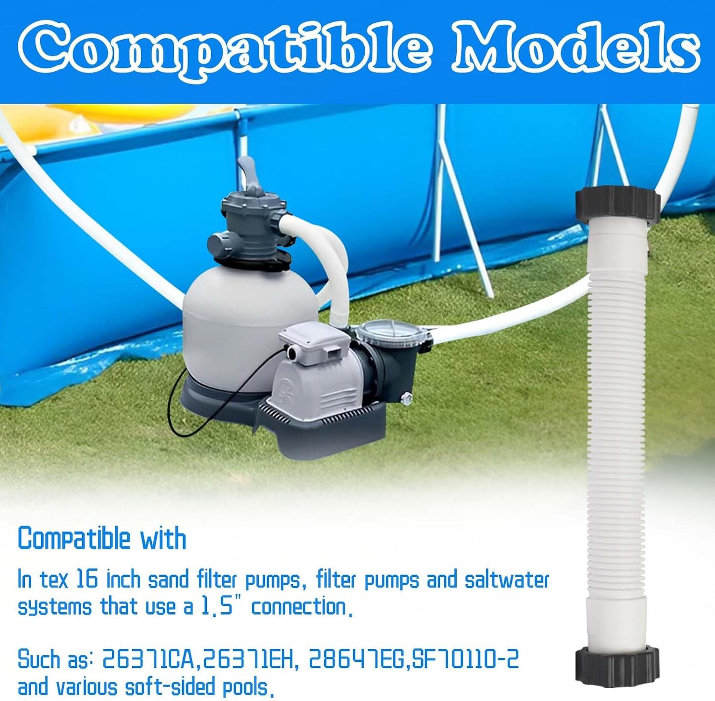 Manguera filtro arena piscina 16" conexión 1.5"