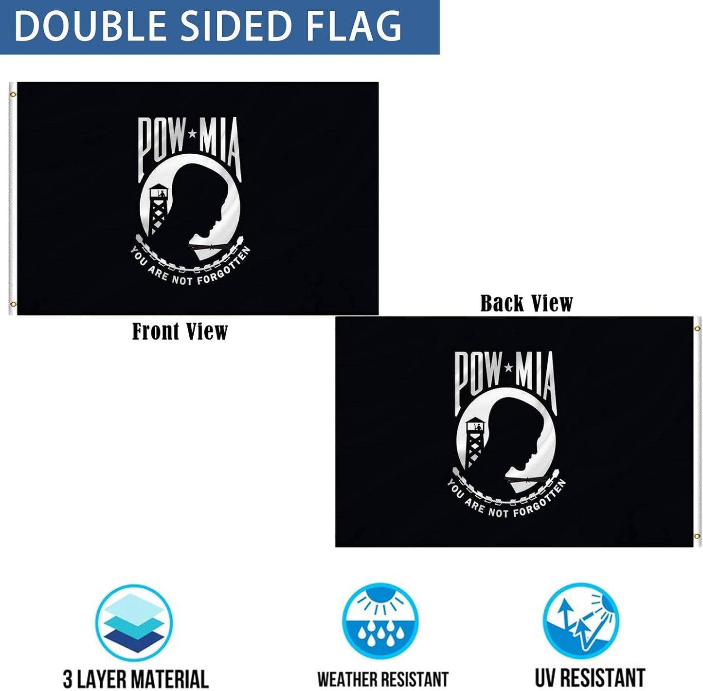 Bandera Mia Pow 5x8 ext. doble cara 3 capas duradera