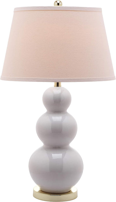2 Lámparas Mesa Cerámica Triple Calabaza 28pulg Blanco