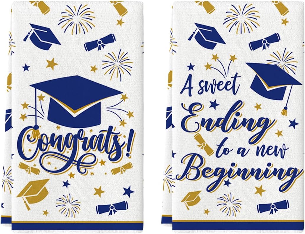 Set 2 Toallas Graduación Texto Congrats 18x26pulg