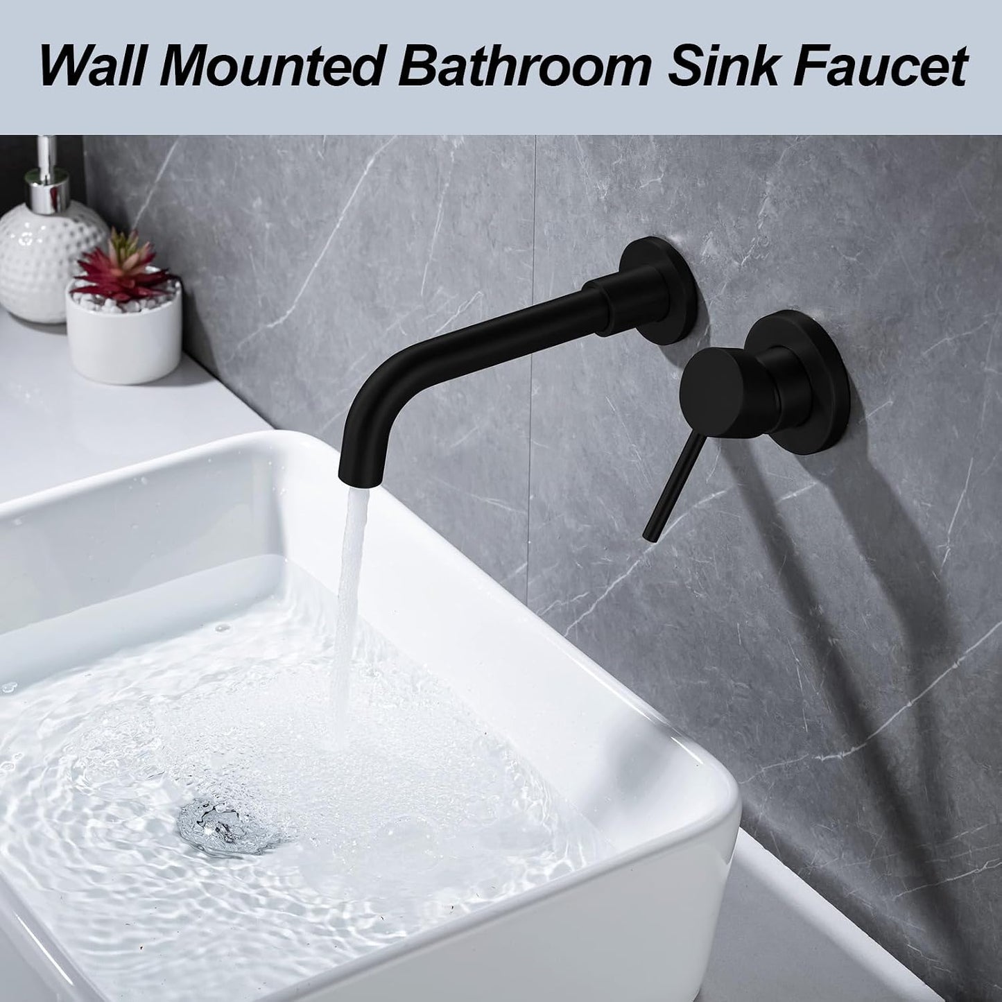 Grifo baño pared una manija giratorio 360 negro mate