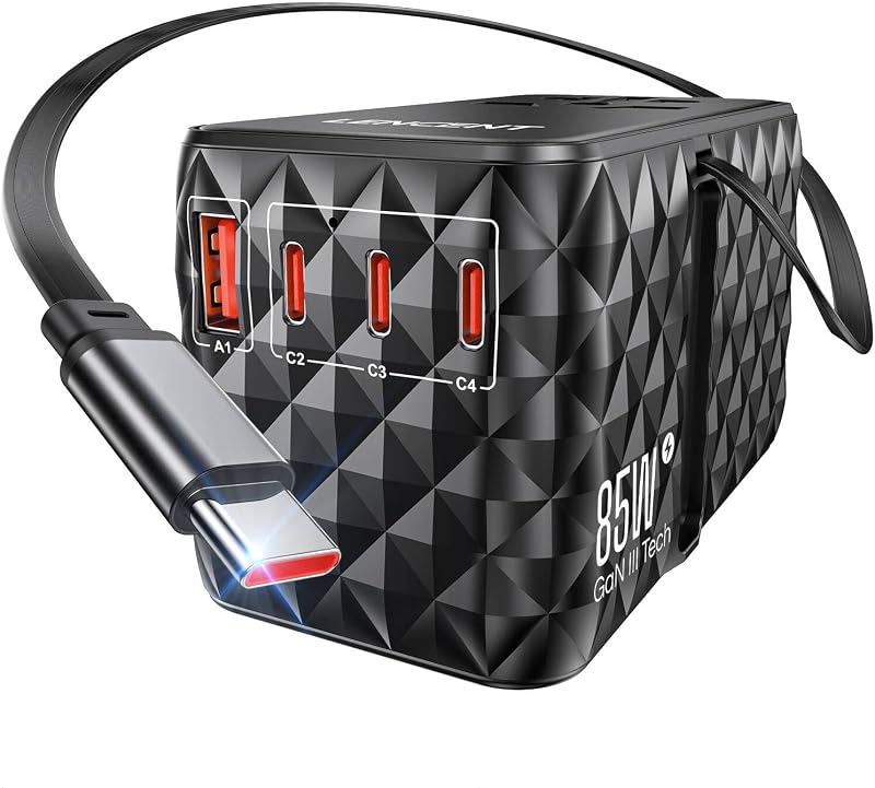 Adaptador corriente universal 85W USB C retráctil