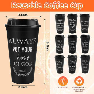 20 Vasos Plástico 16oz Tazas Café Reutilizables con Versículos