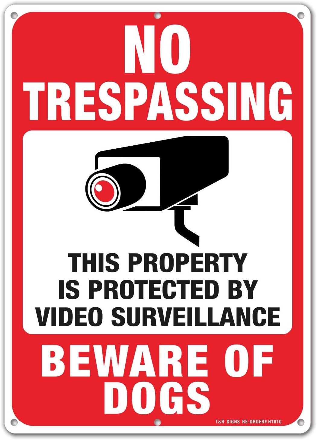 Cartel aluminio No Trespassing 14x10" con 6 agujeros