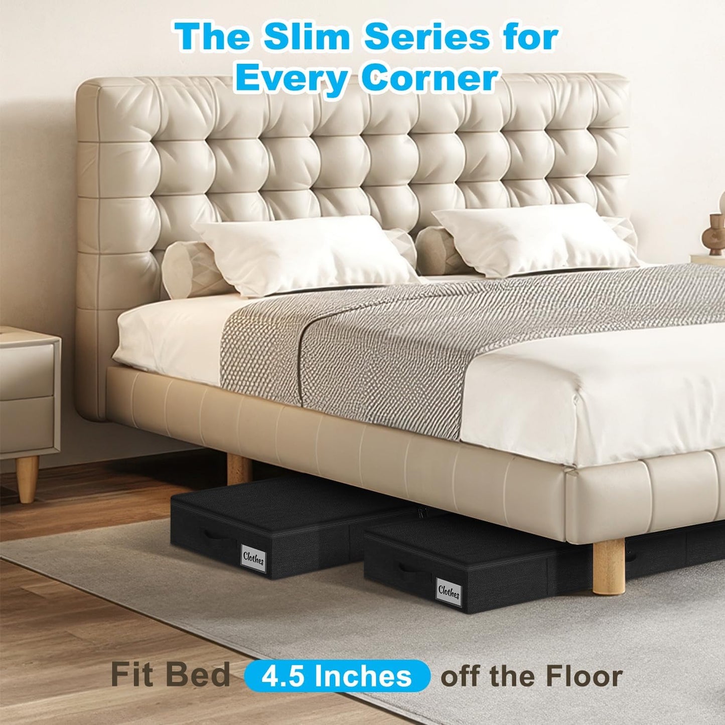 4 Pzas Contenedor Bajo Cama 4.5" Ropa Juguetes