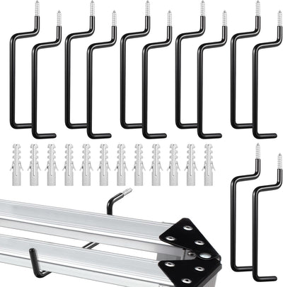 12 Ganchos Negros Resistentes para Escalera y Pared
