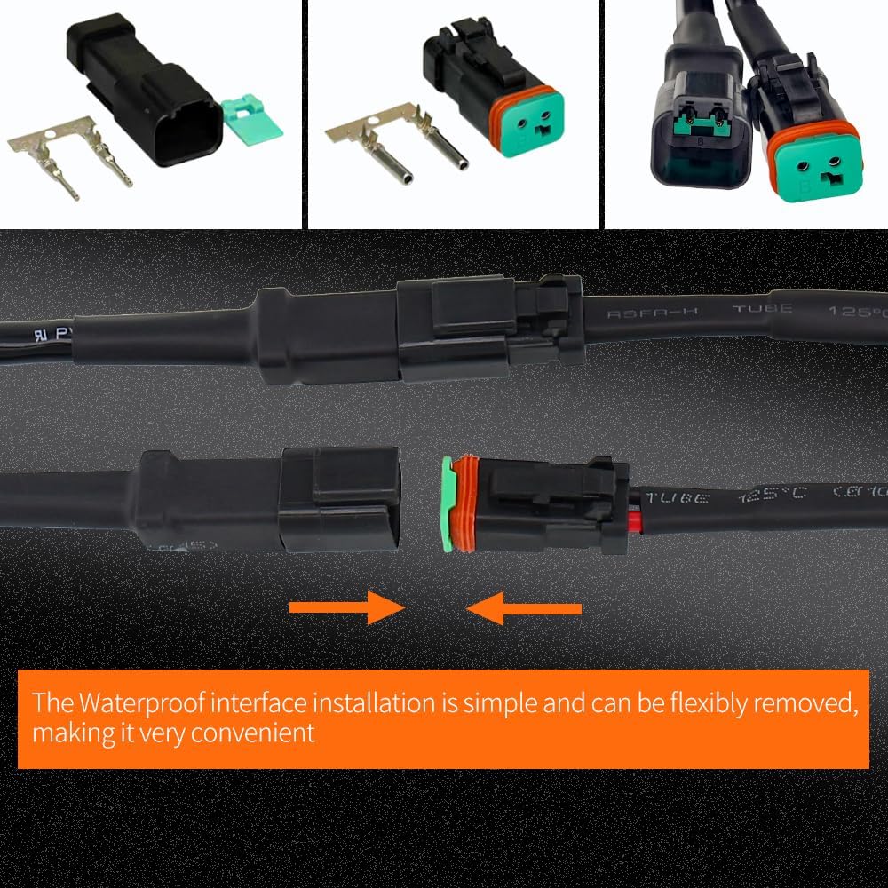 2 Set Conectores DT 2 Pines 35.5" Luces LED