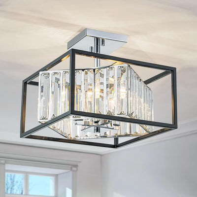 Lámpara techo cristal K9 4 luces 12x12x10 pulg