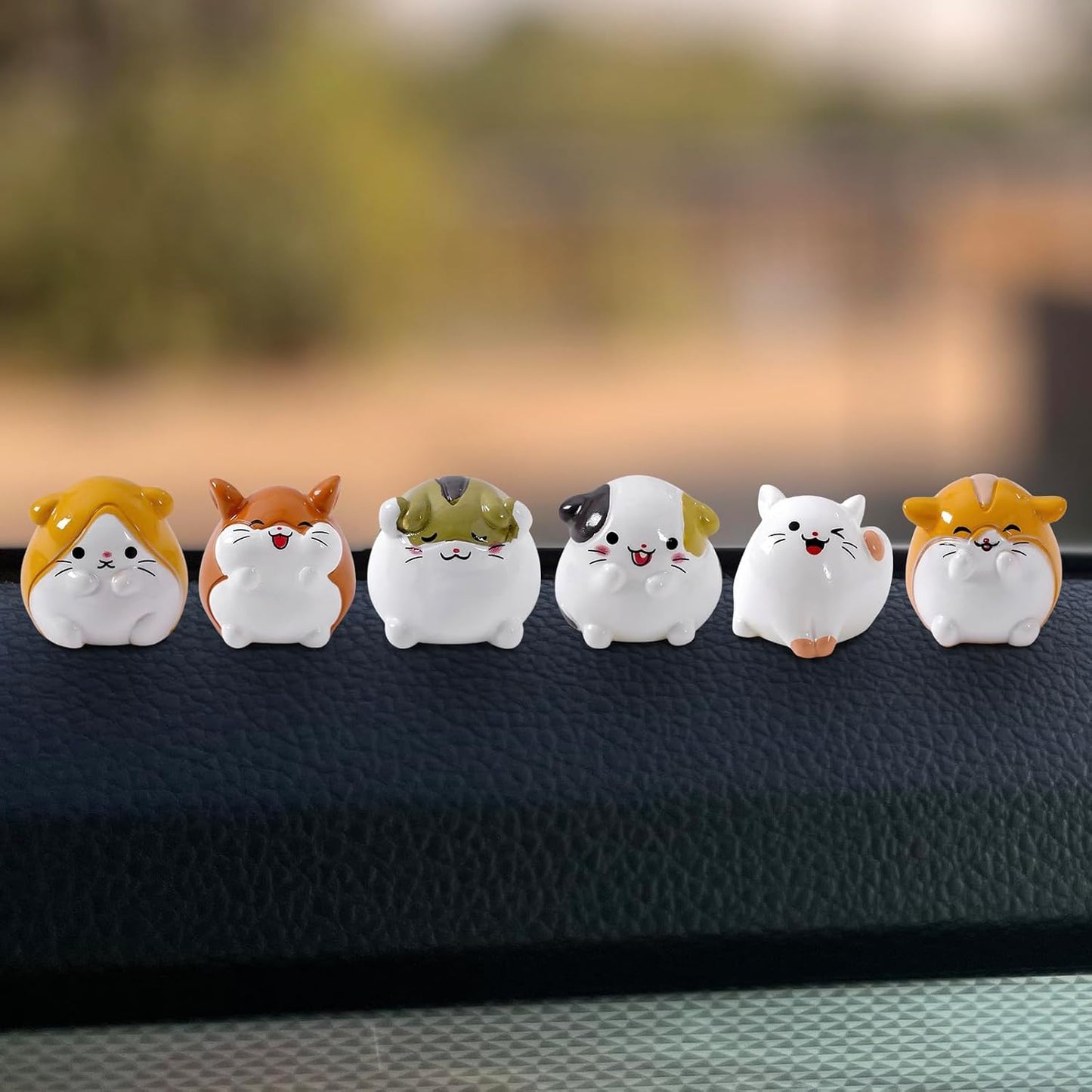 6 Mini Hamster Resina Accesorios Coche Decoración Espejo