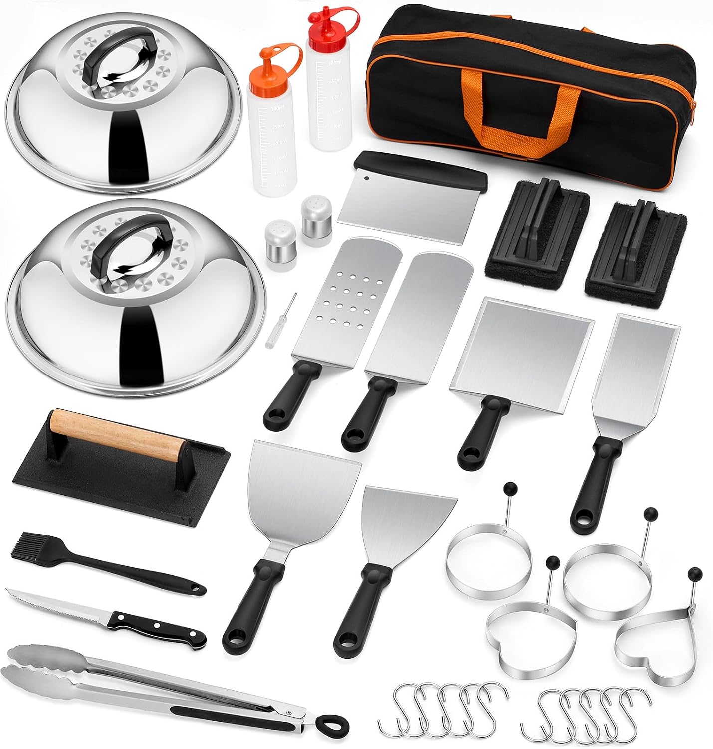 Set 35 accesorios parrilla espátulas ampliadas prensa hamburguesa