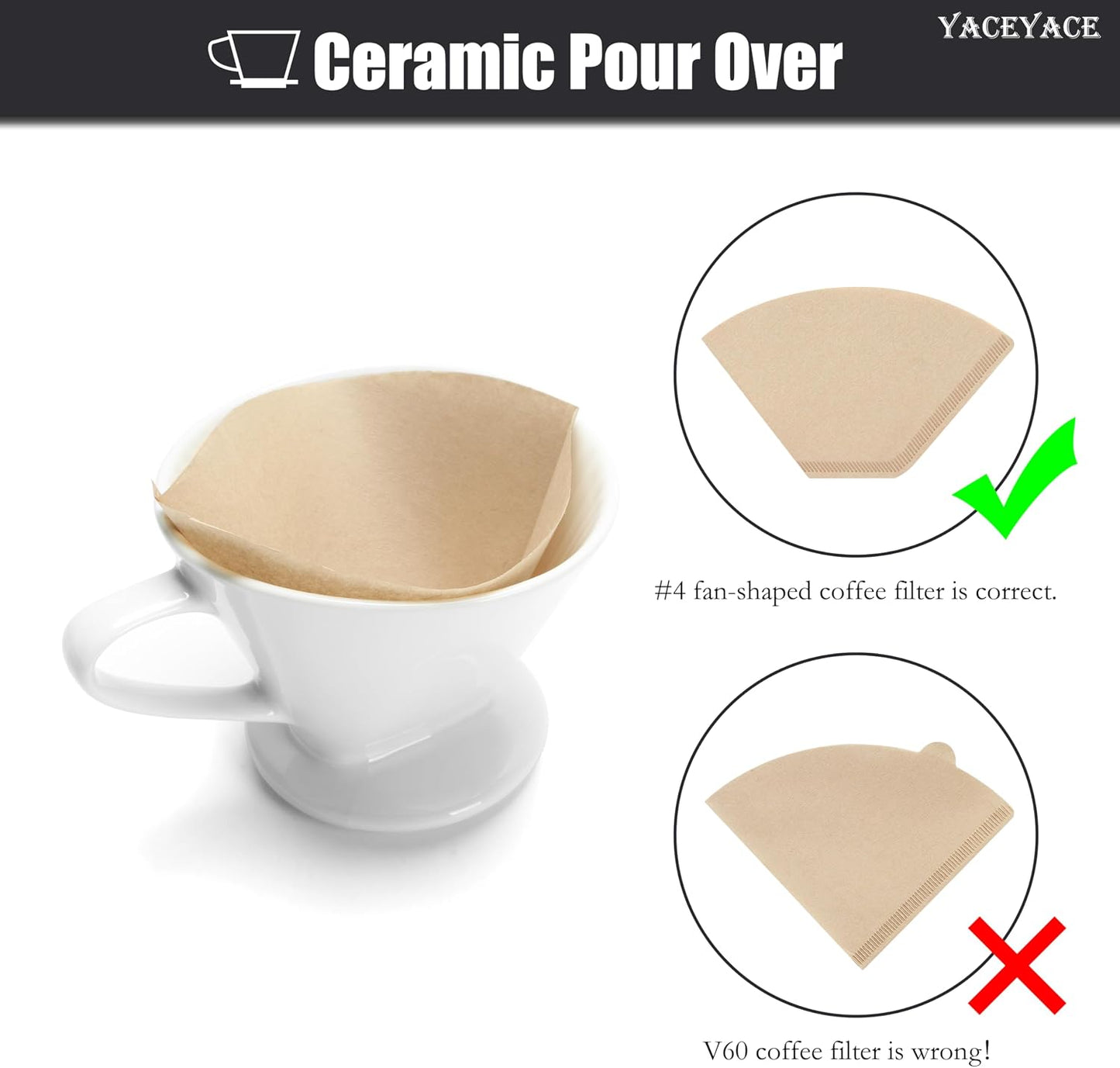 Cafetera de goteo cerámica blanca 3 agujeros para hogar
