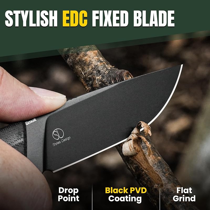 Cuchillo EDC hoja fija D2 2.93pulg mango G10 con funda