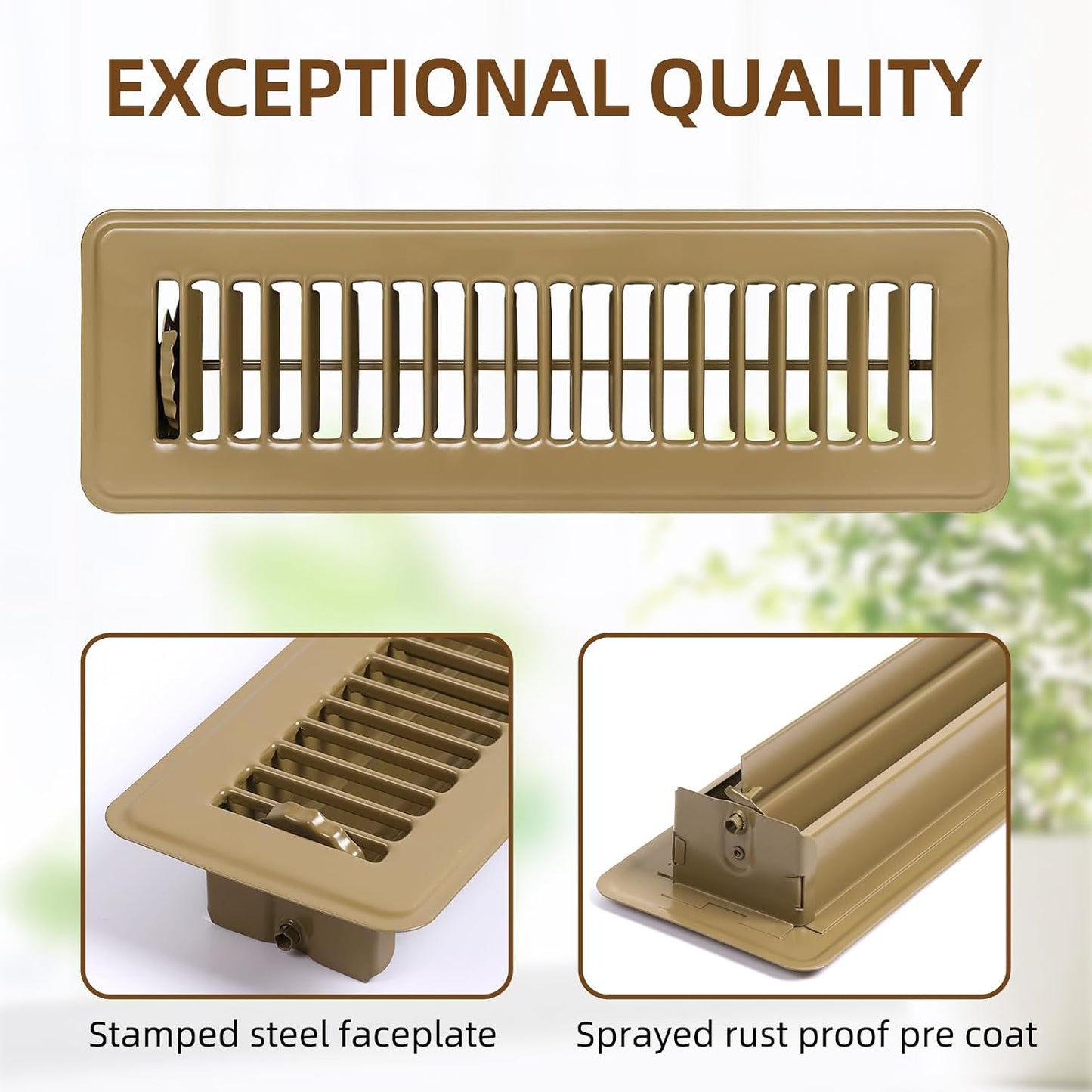 6 Rejillas Piso 2x10pulg Ventilación Acero