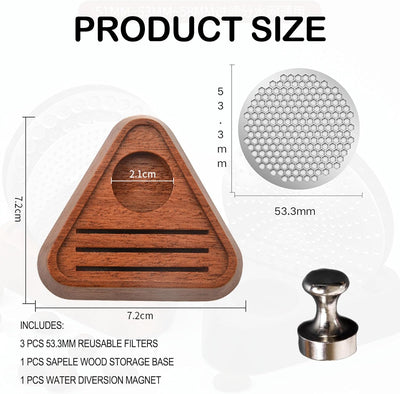 Paquete de 3 filtros reutilizables acero inoxidable 304 con base magnética y portafiltro para espresso Breville