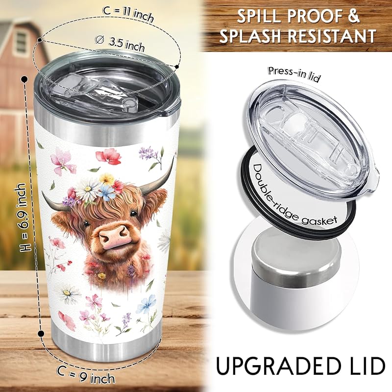 Vaso térmico acero inox 20oz regalo vaca para mujer
