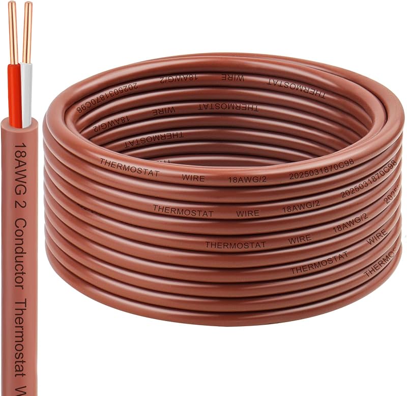 Cable termostato 18/2 40ft cobre sólido para timbre HVAC