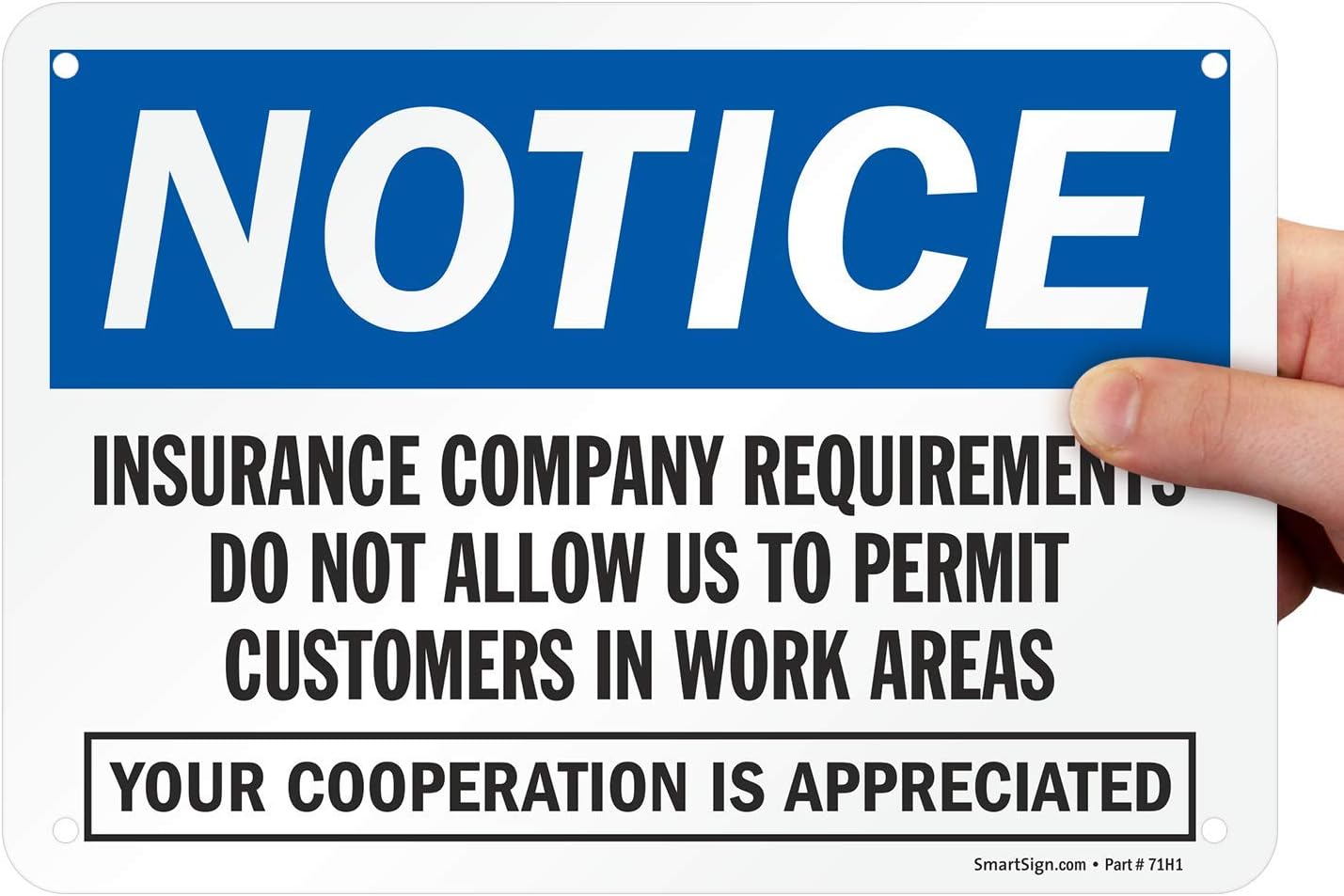Cartel aluminio 7x10" Requisitos Seguros
