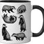 Taza cerámica vintage animales naturaleza negro/blanco