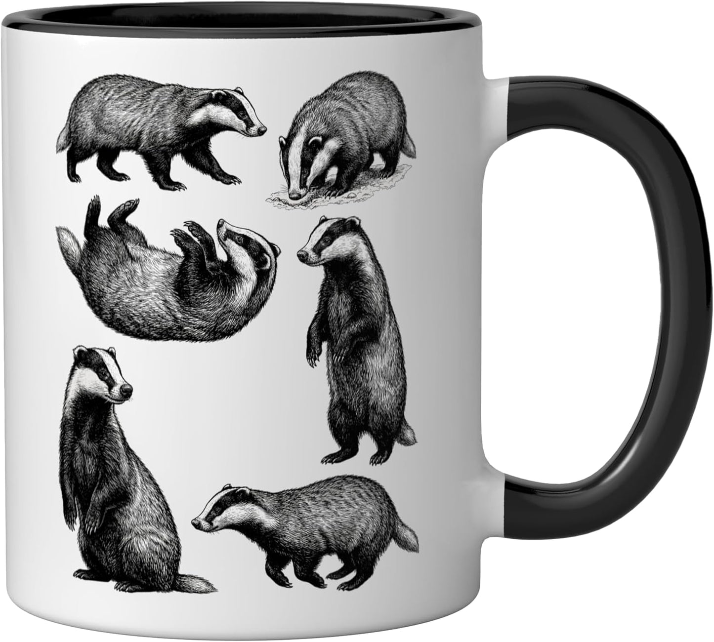 Taza cerámica vintage animales naturaleza negro/blanco