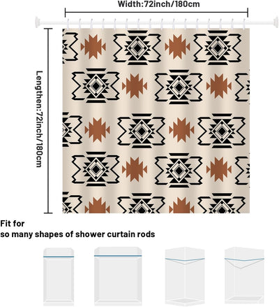 Cortina ducha bohemio azteca geométrica 72x72pulg poliéster