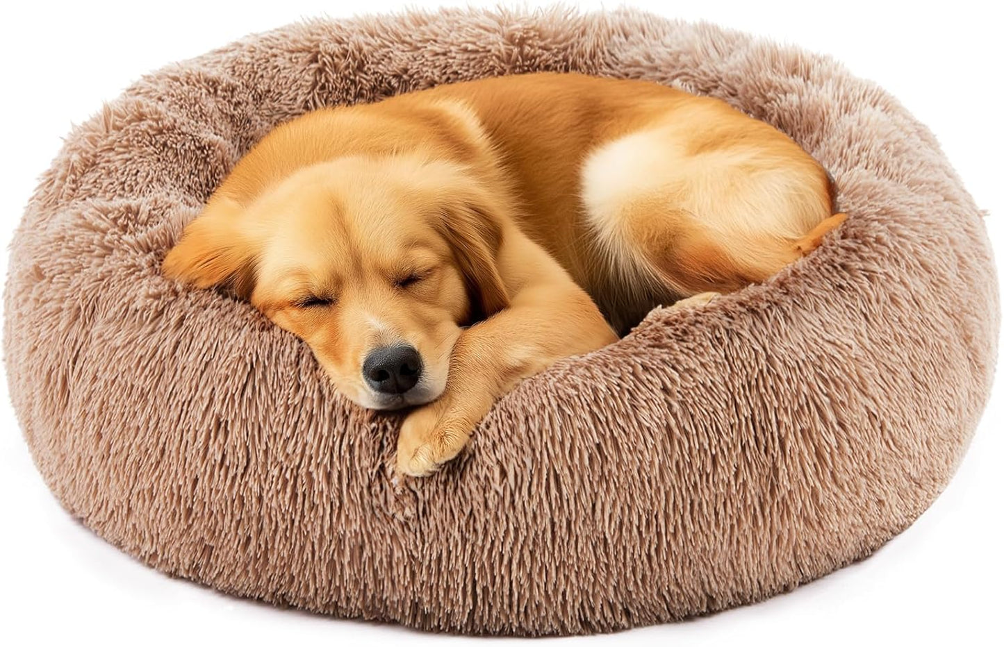 Cama perro forma dona espuma viscoelástica funda extraíble marrón