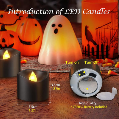 Velas LED negras parpadeantes luz blanca fiestas