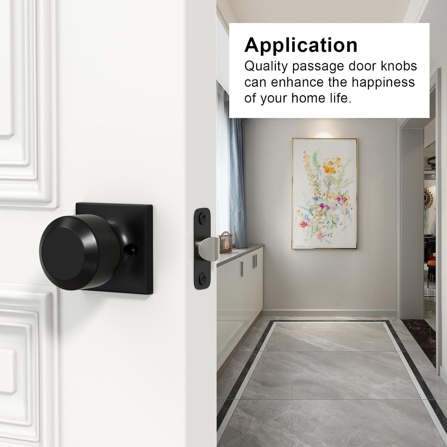 8 Pomas puerta armario negro mate interior sin cerradura