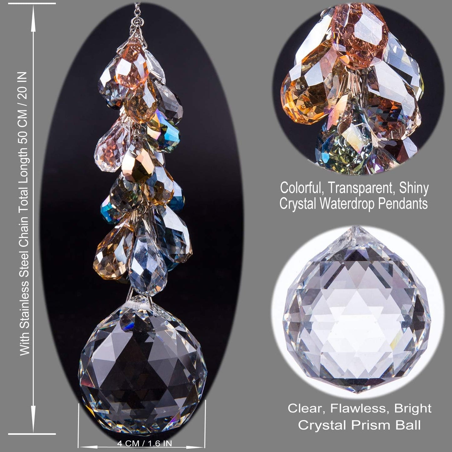 Adorno colgante cristal prismas arco iris hogar oficina