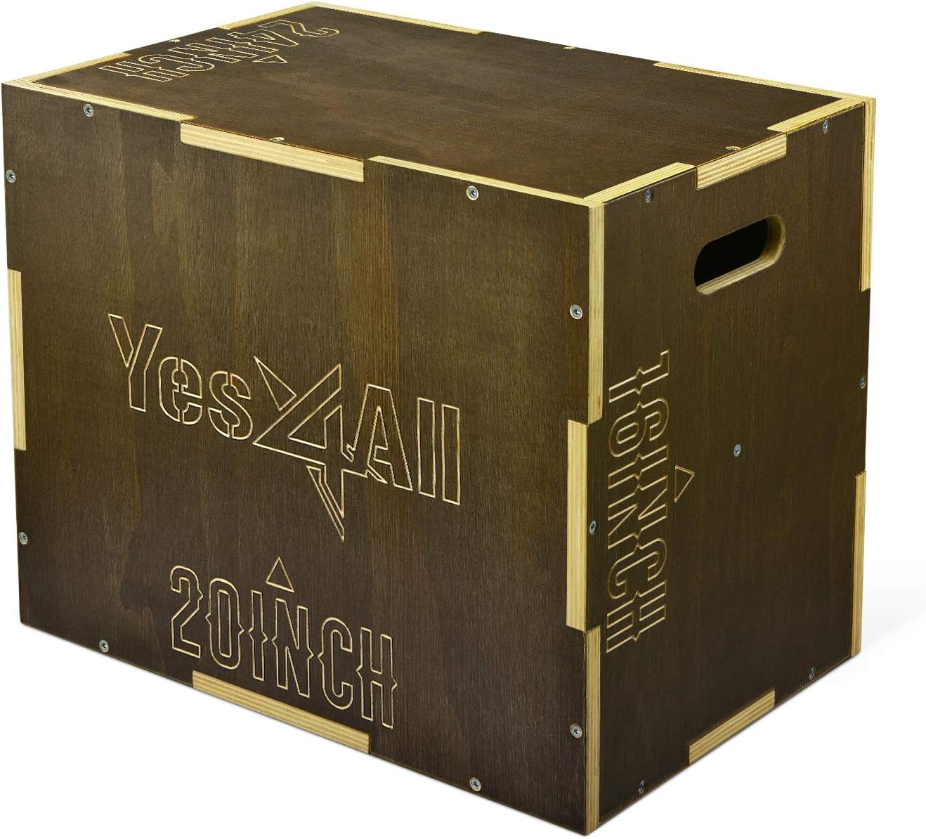 Caja pliométrica madera 450lb con asas anchas para saltar