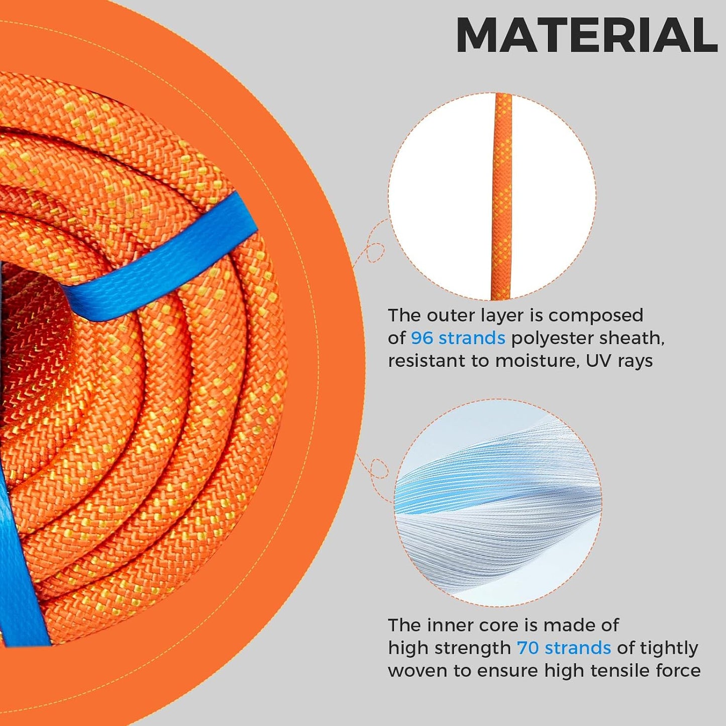 Cuerda arborista poliéster 3/8pulg 120ft resistente