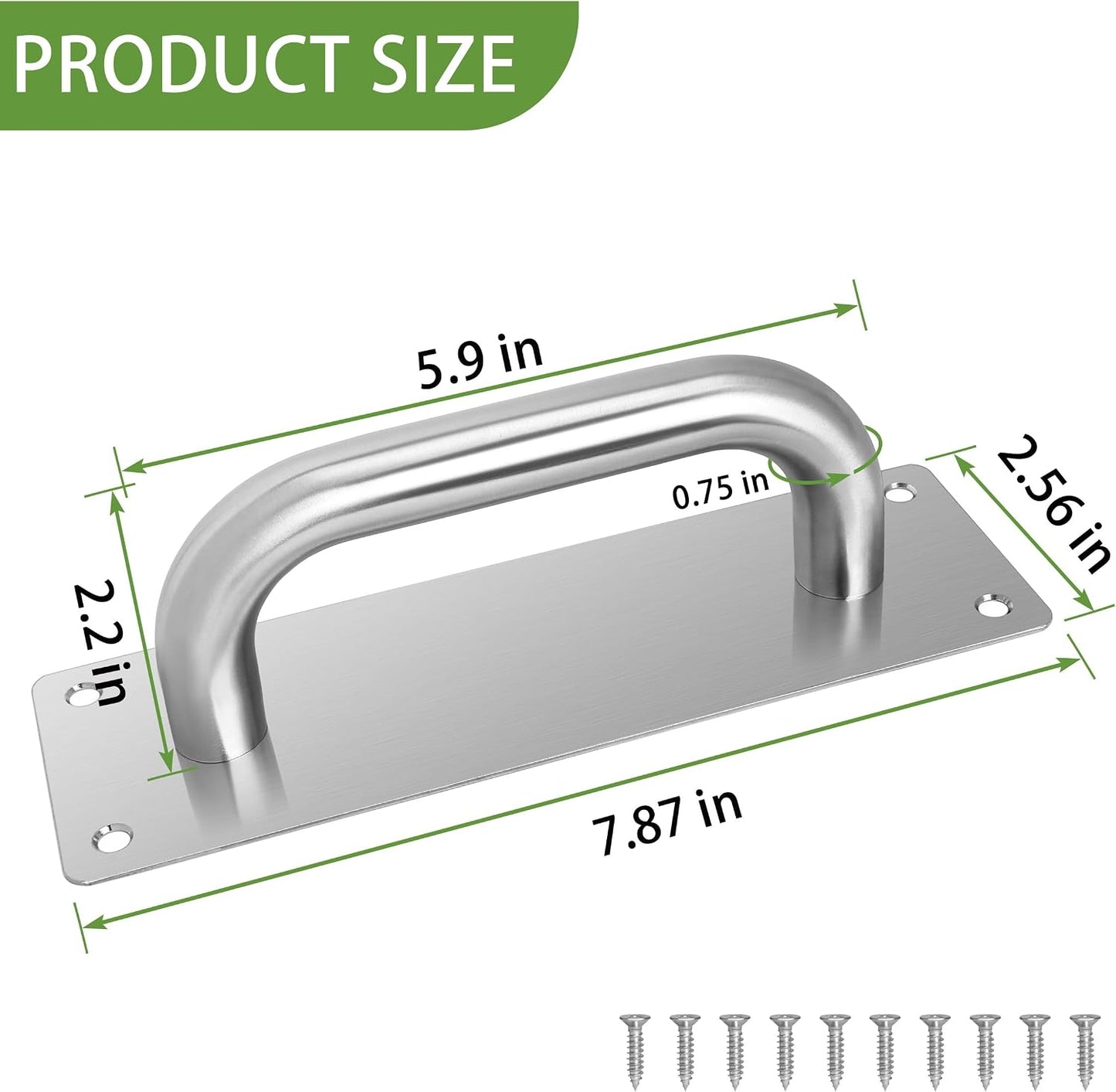 Tiradores puerta acero inox 201 satinado pack 2 2.56x7.87pulg