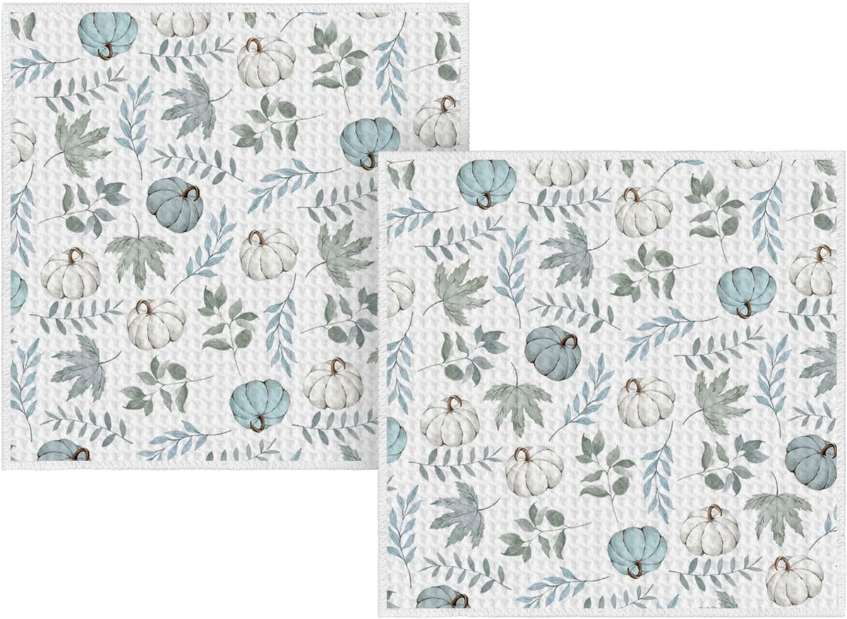 2 Pzas Paños Microfibra Otoño Calabaza Beige 12x12pulg