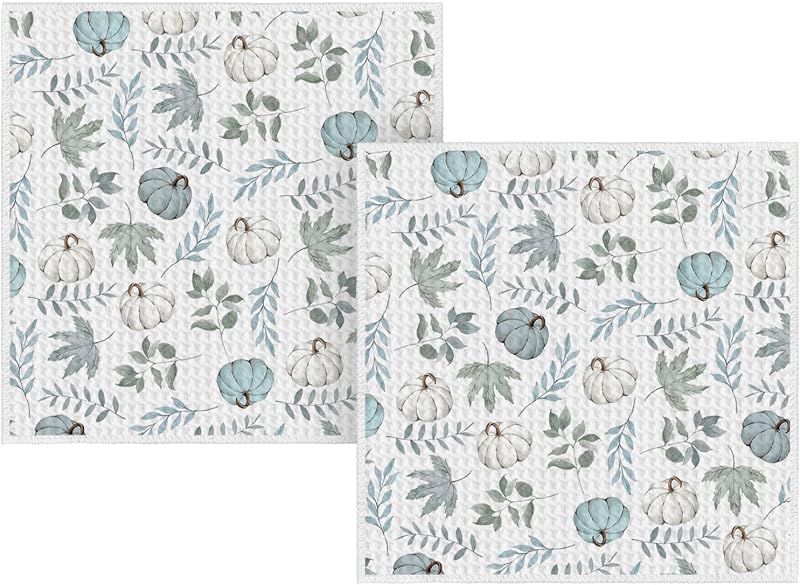 2 Pzas Paños Microfibra Otoño Calabaza Beige 12x12pulg