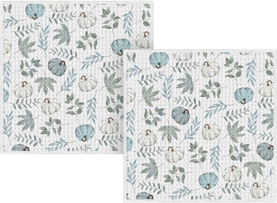 2 Pzas Paños Microfibra Otoño Calabaza Beige 12x12pulg