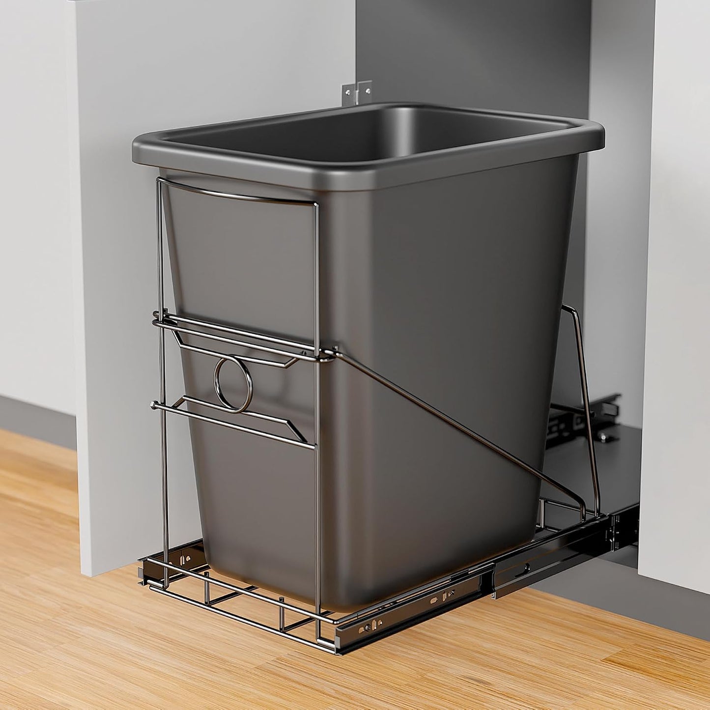 Soporte cubo basura acero inox ajustable 7-11gal negro