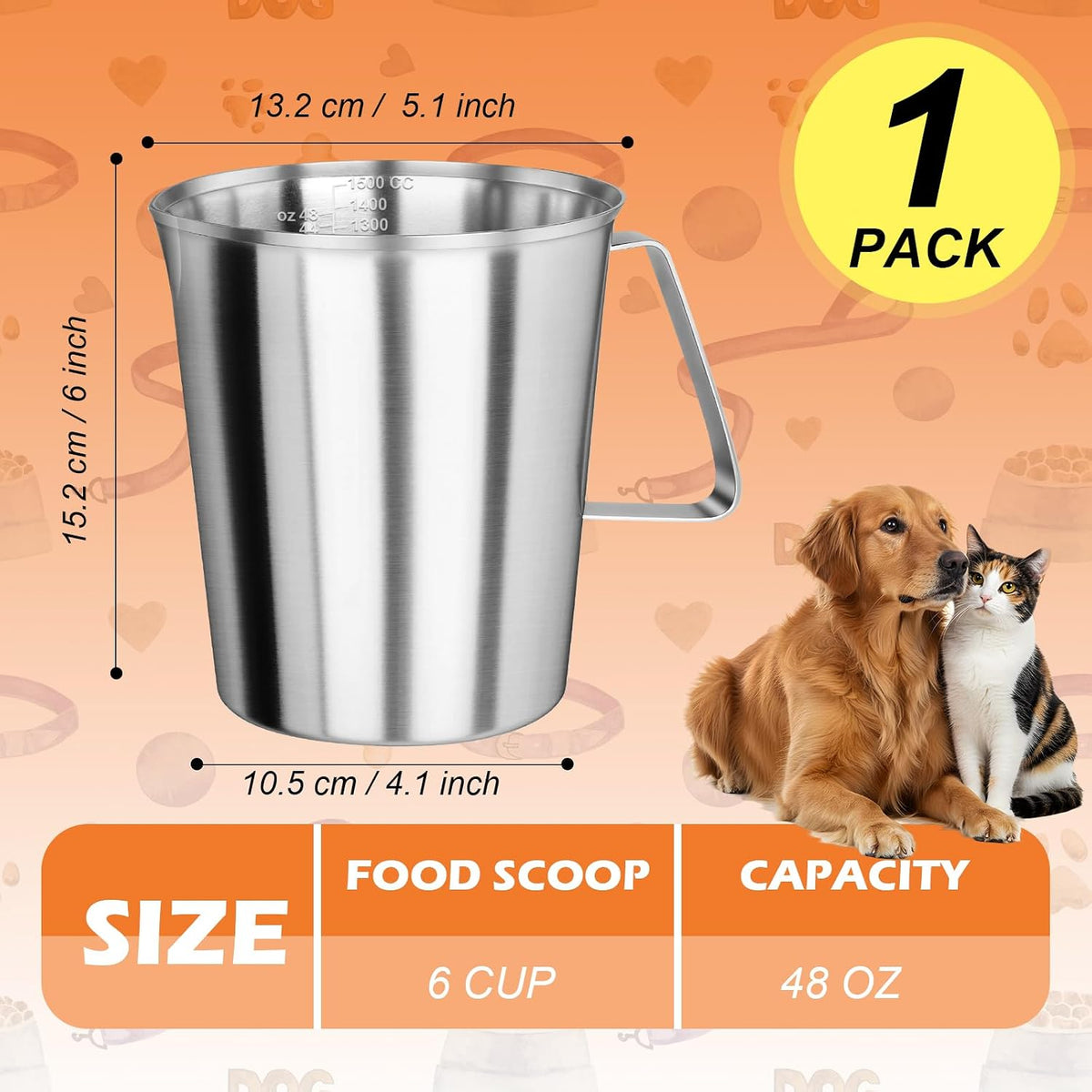 Cuchara acero inox 304 6 tazas para mascotas lavavajillas