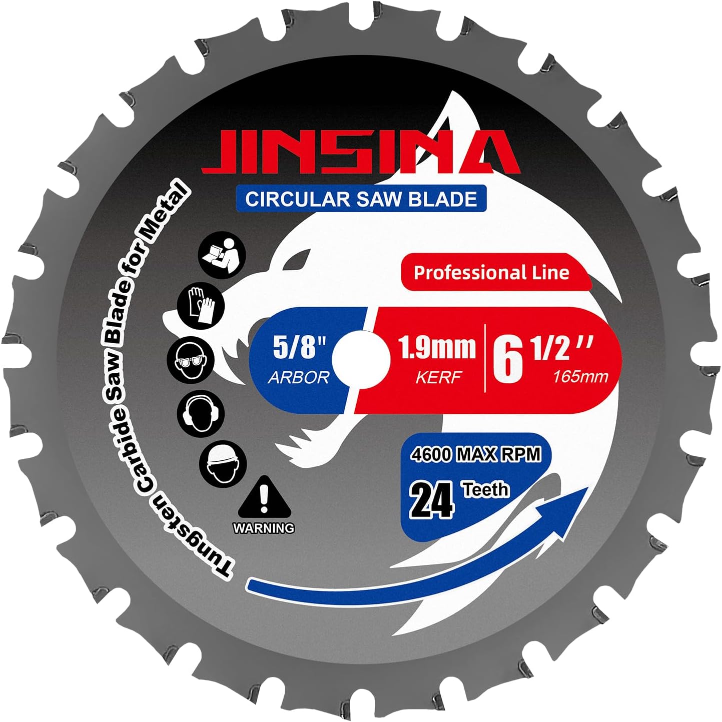 Hoja sierra circular 6-1/2pulg TCT 24T eje 5/8pulg metal