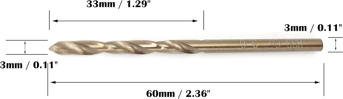 Broca cobalto M35 HSS 0.118pulg punto dividido metal 10uds