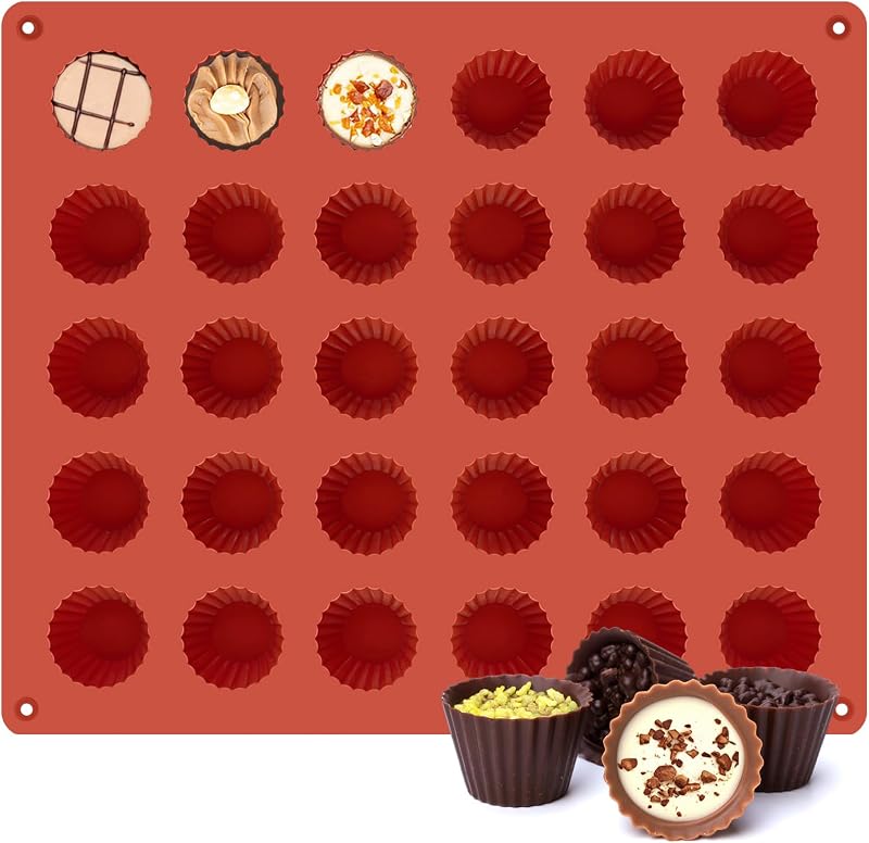 30 Moldes Silicona Tazas Mini para Chocolates Trufas