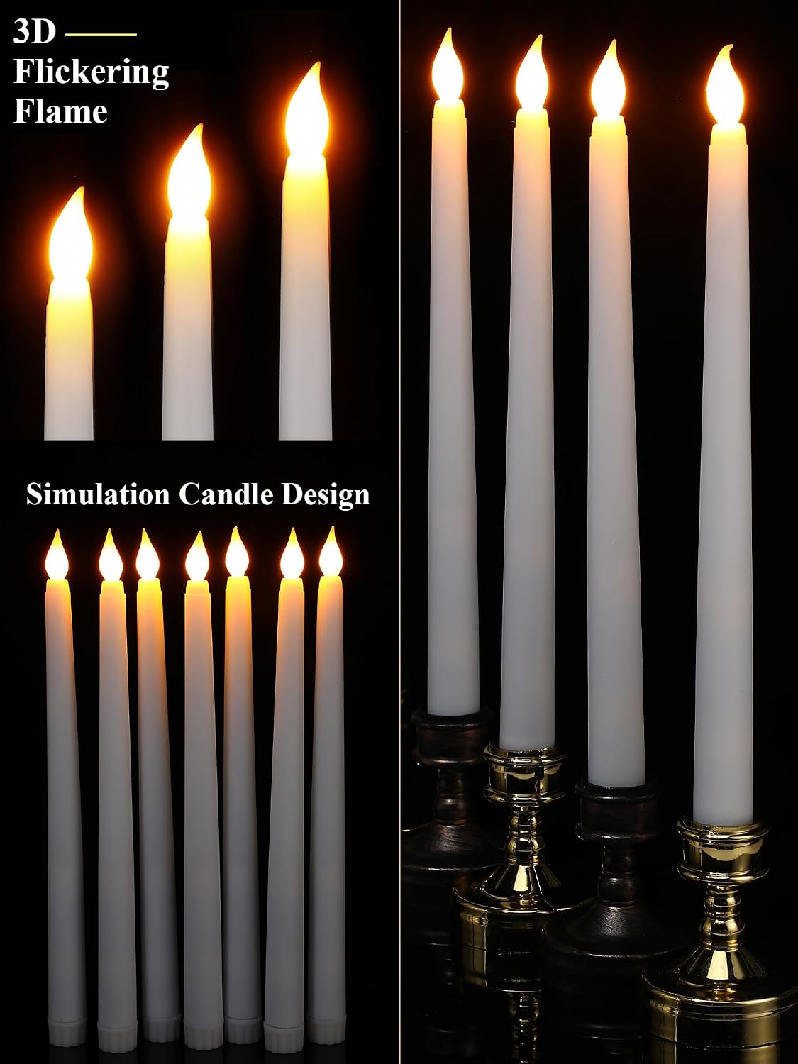 48 Pzas Velas LED Cónicas 11" Parpadeantes para Navidad Boda