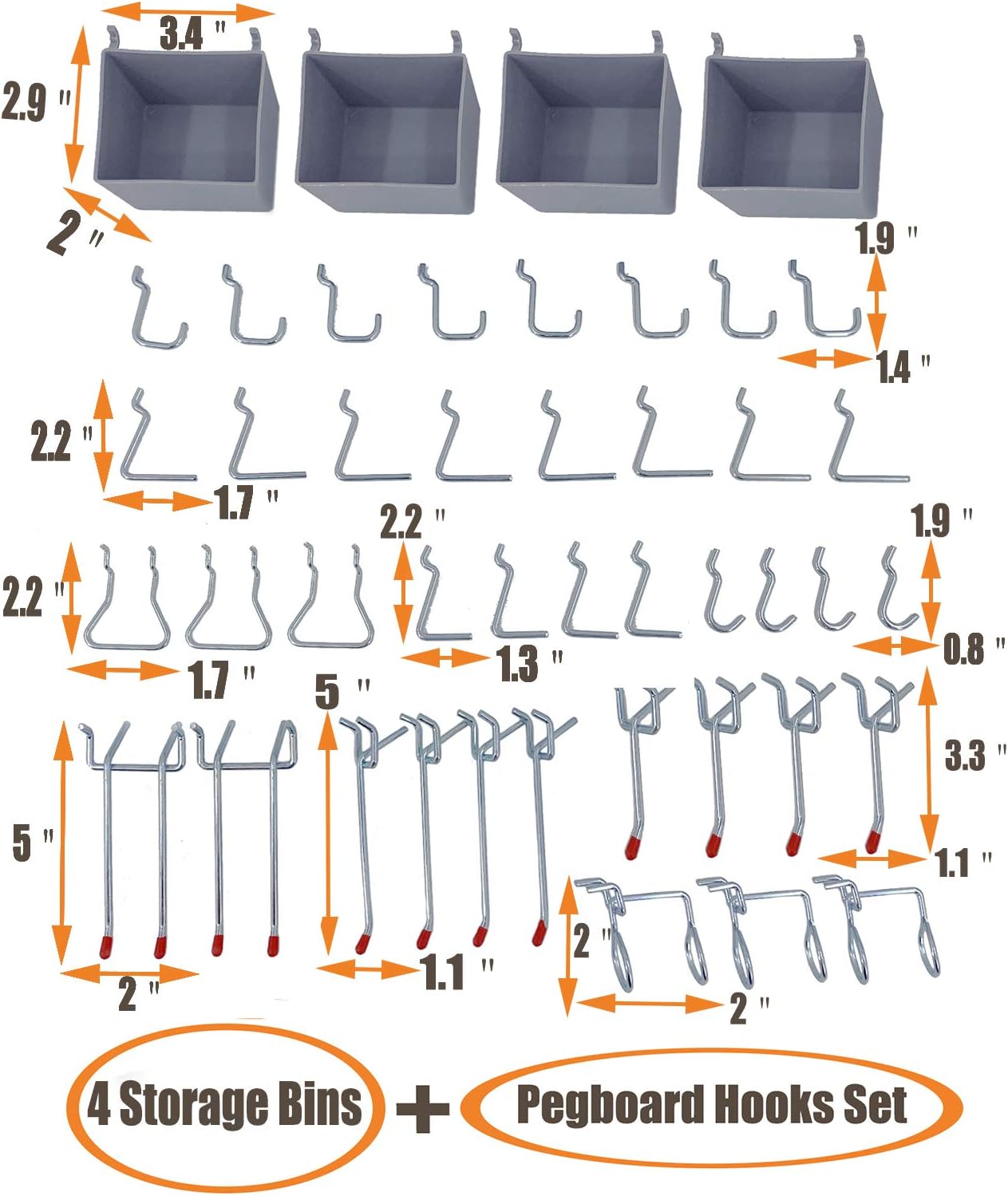 Organiz. tablero clavijas acero 48x24 48 ganchos