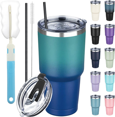 Vaso térmico acero inox 30oz con tapa y pajita