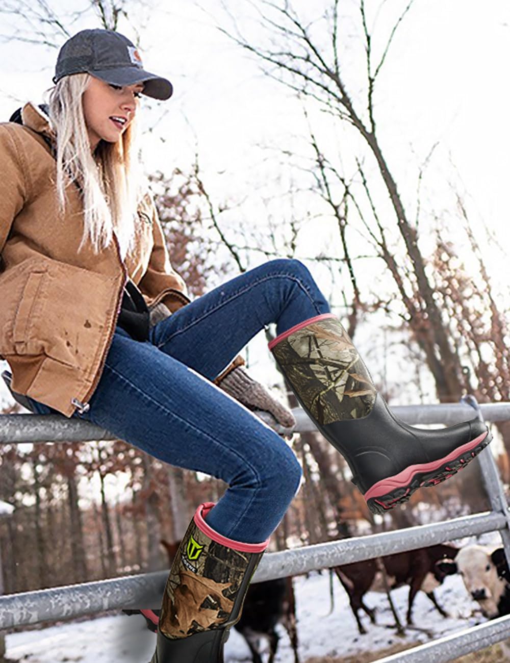 Botas caza mujer neopreno 0.236pulg camuflaje Realtree