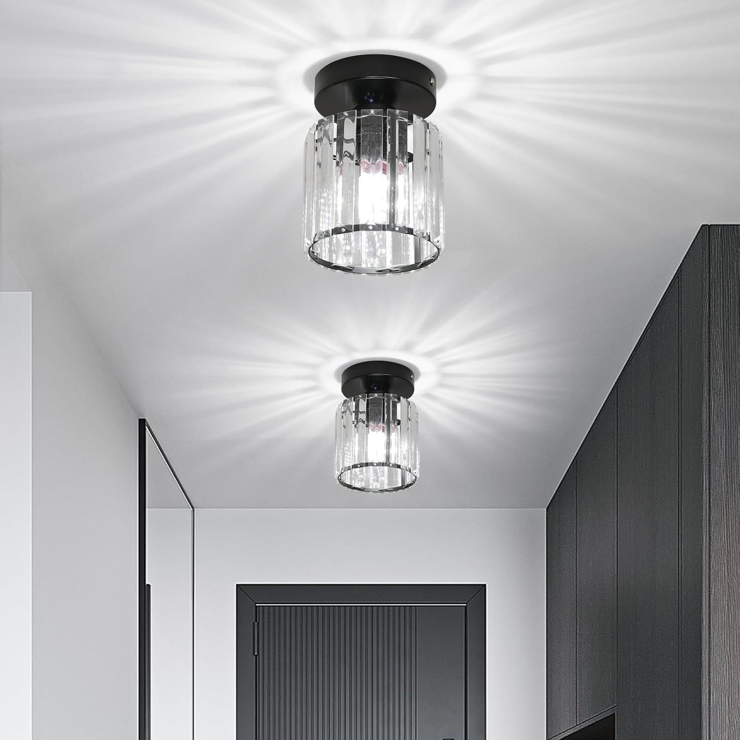 Lámpara techo cristal moderna E26 redonda set 2